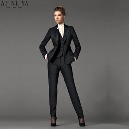 Women's Suits & Blazers Jacket Pants Vest Design Black Women Business Blazer Female Office Uniform 3 Piece Suit Ladies Winter Formal