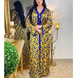 Ethnic Clothing Wepbel Maxi Abaya Dress Islamic Muslim Arab Robe Caftan Long Sleeve Printed For Women Hijad Kaftan Ramadan