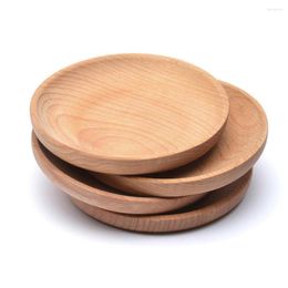 Plates Eco-Friendly Snack Plate Round Wooden Cake Dish Home / El Dessert Service Tray Wood Sushi Board Party Tableware