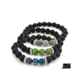 Beaded Strands Arrival Lava Rock Stone Beads Bracelets Fitness Fashion Bangle For Men Women Halloween Gift Wholesale Drop Delivery J Otxgn