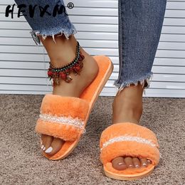 19 Winter Indoor Home 2024 Slippers Women Open-Toe Flat Shoes Lovely Pearl Chain Ladies Slides Female Sandals 32