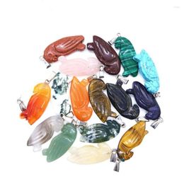 Pendant Necklaces Ethnic Style 10 Pcs Silver Plated Bird Shape Many Colors Quartz Stone For Party Gift Animal Jewelry