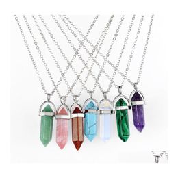 Pendant Necklaces Fashion Shape Natural Stone Hexagonal Prism Quartz Turquoise Crystal Gems Jewellery For Women Men Gift Drop Delivery Otury