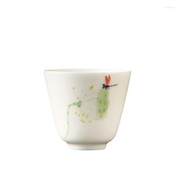 Cups Saucers Hand-Drawn Tea Cup White Porcelain Set Jade Master Single For Household