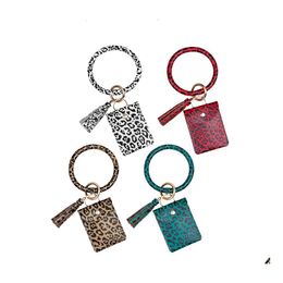 Key Rings Dhs Pu Leather Bracelets Keychain Fashion Wristlet Wallet Tassel Bracelet Keychains Card Holder For Women L13Fa Drop Deliv Dhvy7