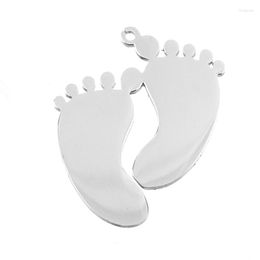 Pendant Necklaces Simsimi Mirror Polished Adult And Baby Foot Toe Necklace&Pendant Stainless Steel Blank DIY Print For Women Wholesale