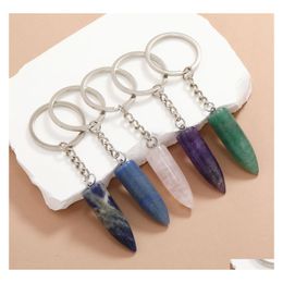 Key Rings Shape Crystal Natural Stone Gem Charms Keychains Healing Keyrings For Women Men Drop Delivery Jewellery Dhfds