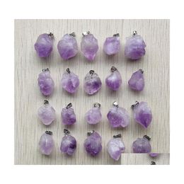 Arts And Crafts Natural Stone Stripe Irregar Amethysts Charms Pendants For Necklace Earrings Jewellery Making Assorted Drop Delivery H Dhaji