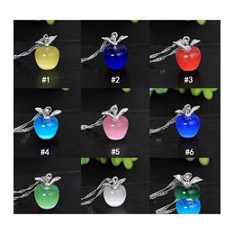 Pendant Necklaces High Quality Cute Mini Apple 9 Colour Opal Moonstone Fruit Shape Charm Waterwave Chains For Women Fashion Jewellery D Otjtn