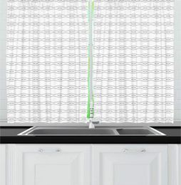 Curtain White And Pale Grey Abstract Kitchen Curtains Minimalistic Lines With Horizontal Print On Plain Backdrop Window Drapes