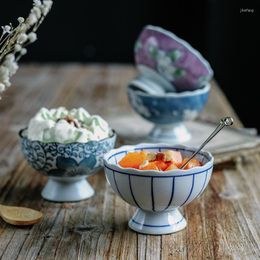 Bowls Ceramic Dessert Bowl Underglaze Colour High Table Container High-leg Dish Tableware Sugar Jar Countertop Jars