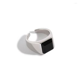 Cluster Rings SHANICE Korean S925 Sterling Silver Open Ring Ins Geometric Square Micro-inlaid Agate Joint Tail Female All-match