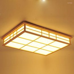 Ceiling Lights Japanese Style Tatami Lamp Rectangle LED Wooden Lighting Foyer Dining Room Bedroom Teahouse