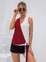 Women's Tanks Summer Sexy Sleeveless Tank Top T-shirt Women Patchwork Polka Dot Bandage Pullover Tops Casual Plus Size Vest Tee Shirt