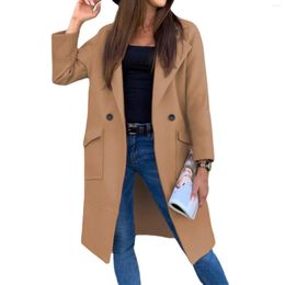 Women's Suits Women Maxi Coat Winter Casual Light Weight Thin Long Jacket Sleeve Button Down Chest Pocketed Coats Buttons