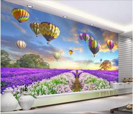 Wallpapers Custom Po Mural 3d Modern Wallpaper Evening Lavender Flower Sea Balloon Home Decor Living Room For Walls 3 D
