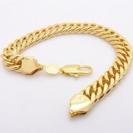 Link Bracelets Chain Mens Thick Tight Yellow Gold Filled Finish Miami Cuban BraceletLink