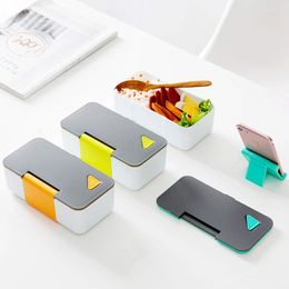 Bowls Microwave Lunch Box With Mobile Phone Holder Lid Multifunction Grade PP Bento Cases Student Dinner Container 1pc
