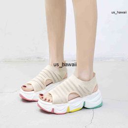 Sandals Trendy Sports Sandals Women's Summer Slope with 2022 New All-match Platform Casual Beach Shoes Women Chunky Heels Sandles Women 0120V23