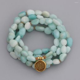 Tennis Bracelets EDOTHALIA Fashion Unshape Amazonite Beads Bracelet Lotus Yoga Jewellery 99 Wrape Women Girls Gift