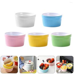 Bowls 5Pcs Pudding Cups Oven Safe Ramekins Porcelain Dishes Ceramic For