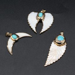 Pendant Necklaces Fashion Natural Mother Of Pearl Shell Carved Wing Moon Shape Shells Charms For Jewellery Making DIY Necklace AccessoryPendan