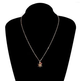 Chains Snowflake Red Crystal Pendant Necklace Women's Holiday Gift Temperament Simple Item Stainless Steel Clavicle Chain