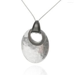 Pendant Necklaces Irregular Oval Pendants For Women Jewellery Long Necklace Big Alloy Jewellery Suspension & 2023