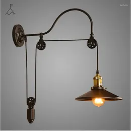 Wall Lamps Creative Vintage Retro Lamp Wrought Iron Loft Industrial American Pulley Lift Sconce Lights Fixture Home Deco Cafe Bar