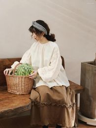 Women's Blouses Japanese Women Doll Blouse Shirt Embroidery Sweet Cute Autumn