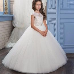 Girl Dresses Sexy Lace Real Image Ivory White Flower Girls Ball Gown Floor Length Holy Communion Dress Princess 2023