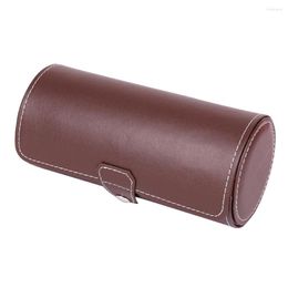 Watch Boxes Display Case Bangle Gift PU Leather Mini Jewelry Storage Fashion Roll Bracelet 3 Grids Holder Box Organizer Portable