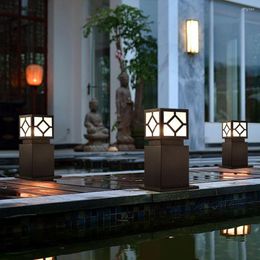 Solar Garden Pillar Light Outdoor Patio Lawn Post Waterproof Landscape Villa Courtyard Pathway Bollard Lights