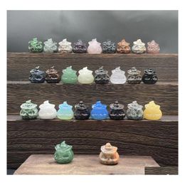 Stone 3Cm Halloween Gifts Carved Pieces Wizard Hat Ghost Pumpkin Natural Crystal Flame Home Decorations Crafts Drop Delivery Jewelry Dh9Us