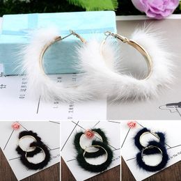 Hoop Earrings Large Circle Winter Plush Exaggerated Atmosphere Girls Geometric Christmas Gifts