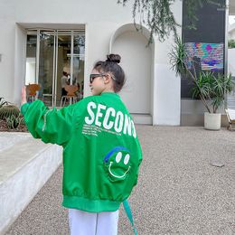 Jackets Girls Oversize Green 8 10 Years Fashion Coat Letter Cartoon 2023 Spring Fall Teenage Outfit