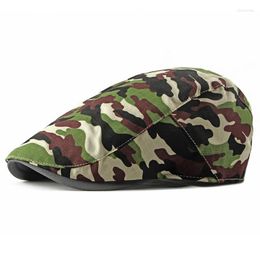 Berets Camouflage Ivy Flat Cap Adjustable Men Camo Beret Hat French Style Cabbie Duckbill Classic Sboy Male Visor Dropship