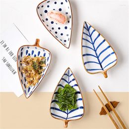 Plates Japanese Ceramic Leaf Shape Seasoning Dish Creative Cute Soy Sauce Vinegar Household Dessert Snack Fruit Plate Tableware