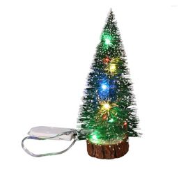Christmas Decorations Desktop Bauble Green Hoarfrost Side With Led Lights Pine Needles Dusting Mini Tree
