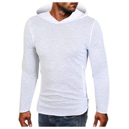 Men's Hoodies & Sweatshirts No Hoodie Men Sweatshirt Winter Solid Color Side Zipper Slim Hooded Fashion Pullover Top Black White J