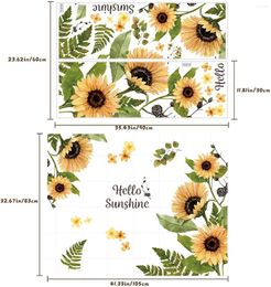 Wall Stickers DIY Sticker Decal Sunflowers Contact Paper Roll Reusable Erasable Removable Floral Plant White