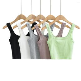 Women's Tanks Woman Summer Sleeveless Square Collar Slim Fit Tank Top Cropped