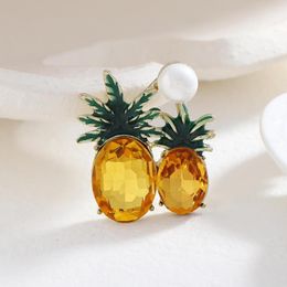 Brooches Muylinda Yellow Brooch Fruit Crystal Pineapple Pin Unisex Cute Lapel Pins Jewellery Gift For Friends Drop