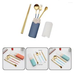 Dinnerware Sets 4 Colours 1 Set Modern Carrying Box Eating Utensils Fork Rust-proof Reusable For Office