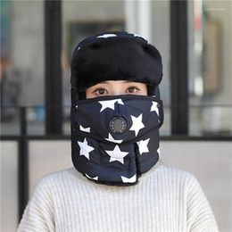 Berets Five-Star Floral Neck Protectors Lei Feng Hats Winter Warmer Thicker Colder Northeast Ski And Biking
