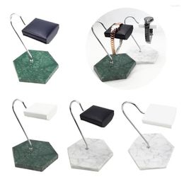 Jewellery Pouches T-Bar Watch Stand Holder Marble Base & PU Display For Shop Or Personal Use Organiser