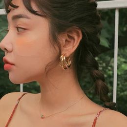 Hoop Earrings 2023 Korean Metal Three Ring Ladies Circle Temperament Retro Fashion C-Type Trend Gift