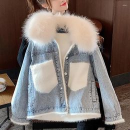 Women's Trench Coats Thicken Denim Thick Casual Korean Women's Winter Coat Jackets Loose Cashmere Lamb Wool Women Jacket Snow Parka