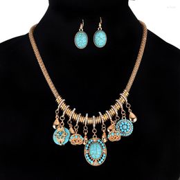 Necklace Earrings Set Ltumbe Boho Natural Stone Statement Jewellery For Women Tribal Bijoux Arrival Water Drop Necklaces Dangle Colares