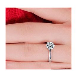 Solitaire Ring Rings Jewelry Cubic Zirconia For Women Men 925 Sterling Sier Accessories Romantic Wedding Ladies 867 Q2 Drop Delivery Dhg3N